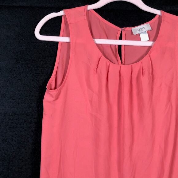 LOFT Outlet Womens Blouse Pink Pleated Crew Neck Sleeveless Small - Picture 4 of 12